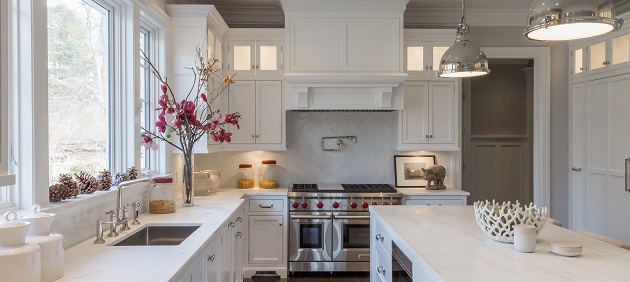 Freshly painted kitchen cabinets