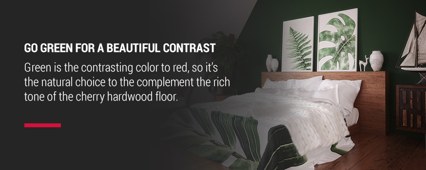 Green Walls create beautiful contrast with cherry hardwood floors