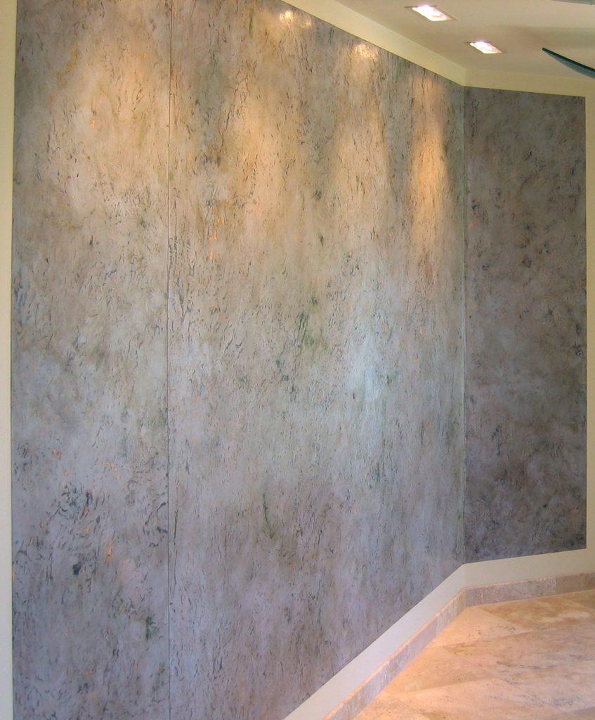 modern wall with venetian plaster finish