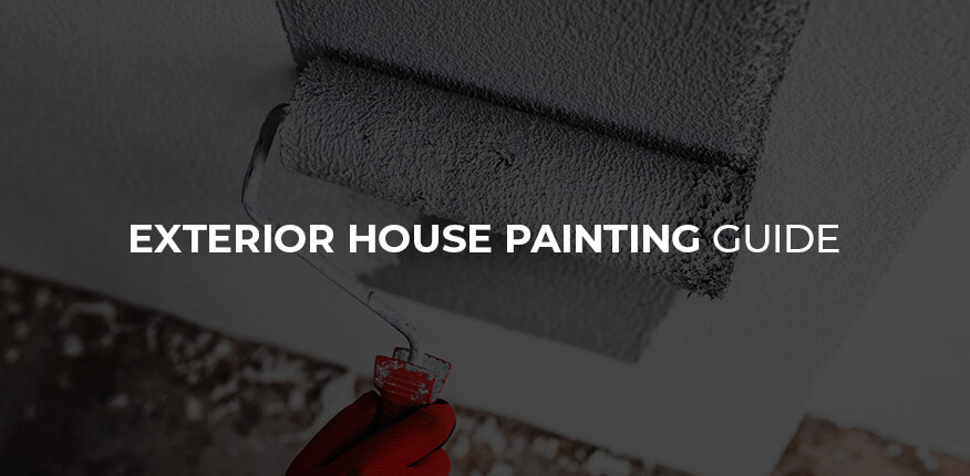 Exterior painting contractor using a roller paint brush